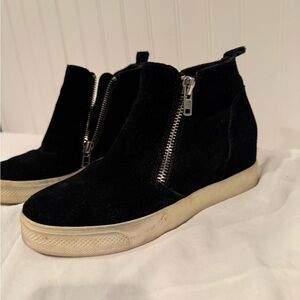 Steve Madden Black Suede Zip Sneakers